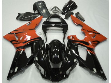 00-01 Schwarz Flamme & Orange R1 Verkleidung