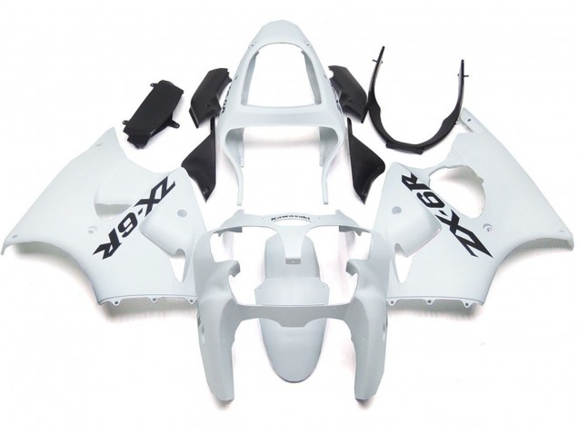 00-02 Schlichter Glanz-Weiß Mit Logo ZX6R Verkleidung