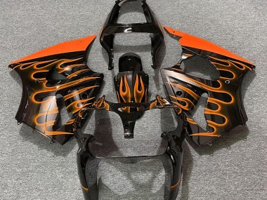 00-02 Schwarz Glänzend & Orange Flame ZX6R Verkleidung