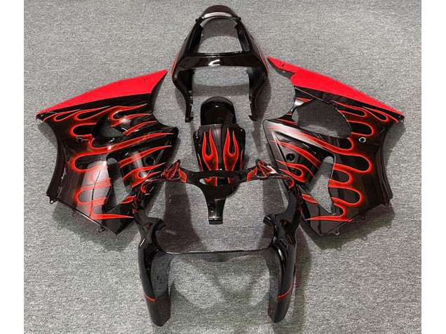 00-02 Schwarz Glänzend & Rot Flame ZX6R Verkleidung