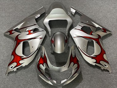 01-03 Silber Glänzend & Rot GSXR 600-750 Verkleidung