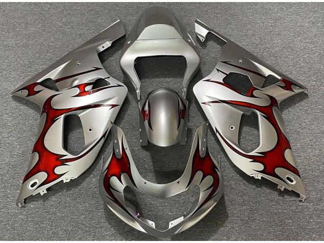 01-03 Silber Glänzend & Rot GSXR 600-750 Verkleidung