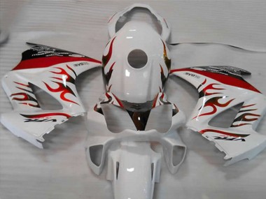 02-12 Weiß Rot Flamme VFR800 Verkleidung