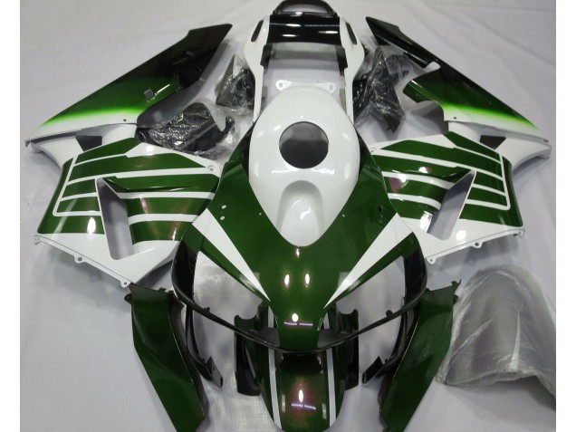 03-04 Glänzend Weiß & Grün Verblassen CBR600RR Verkleidung