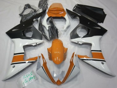 03-04 Glänzend Weiß & Orange R6 Verkleidung
