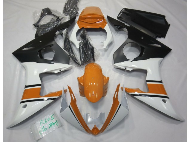 03-04 Glänzend Weiß & Orange R6 Verkleidung