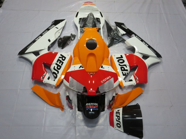 03-04 Weiß Orange Repsol CBR600RR Verkleidung