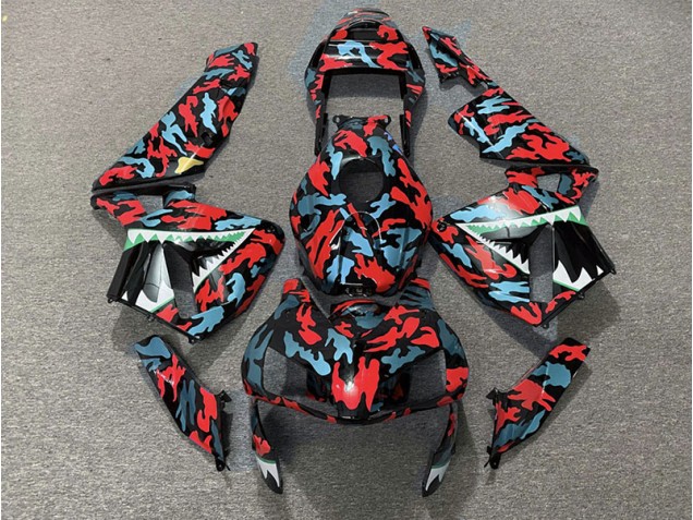 03-04 Rot & Blau Tarnung CBR600RR Verkleidung