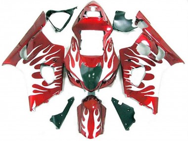 03-04 Weiß & Rot Flamme GSXR 1000 Verkleidung