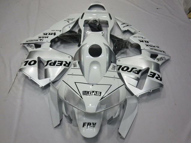 03-04 Weiß Silber Repsol CBR600RR Verkleidung