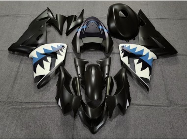 04-05 Matt Schwarzer & Hellblauer Hai ZX10R Verkleidung