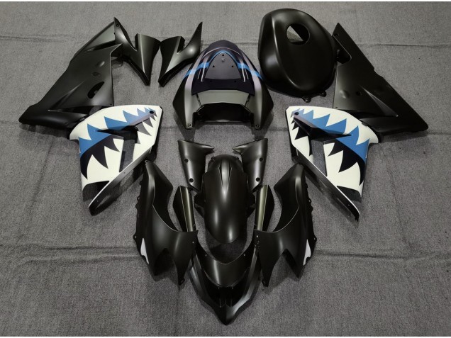04-05 Matt Schwarzer & Hellblauer Hai ZX10R Verkleidung