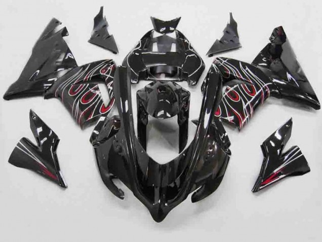 04-05 Rot Schwarz Flamme ZX10R Verkleidung