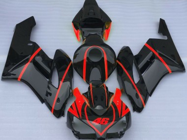 04-05 Schwarz Glänzend & Rot CBR1000RR Verkleidung