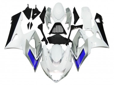 05-06 Glänzend Weiß Mit Silbernen Akzenten & Blau GSXR 1000 Verkleidung