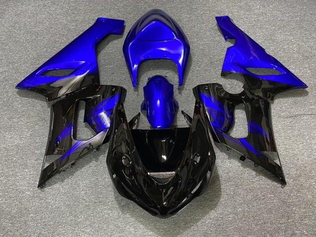 05-06 Glänzendes Schwarz & Blau ZX6R Verkleidung