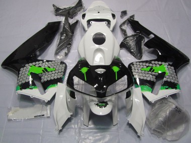 05-06 Grüne Spritzer Auf Glänzendem Schwarz CBR600RR Verkleidung