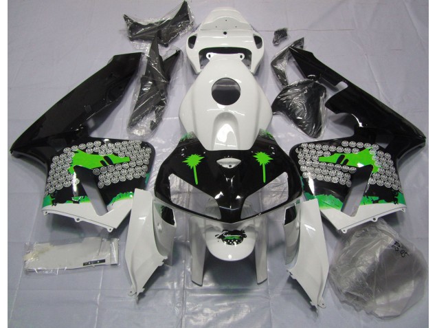 05-06 Grüne Spritzer Auf Glänzendem Schwarz CBR600RR Verkleidung