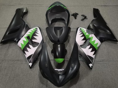05-06 Matt Schwarzer & Grüner Hai ZX6R Verkleidung