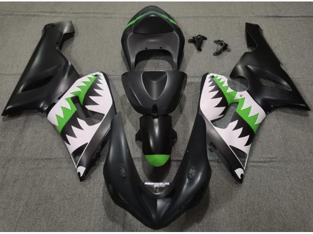 05-06 Matt Schwarzer & Grüner Hai ZX6R Verkleidung