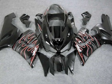 05-06 Rot Schwarz Flamme ZX6R Verkleidung