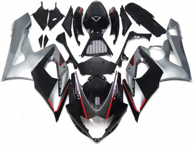 05-06 Schwarz & Silber Glänzend Mit Rot GSXR 1000 Verkleidung