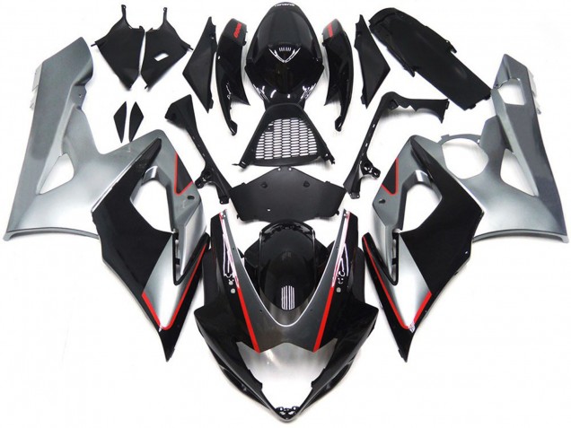 05-06 Schwarz & Silber Glänzend Mit Rot GSXR 1000 Verkleidung