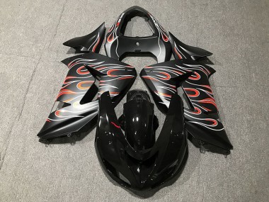 06-07 Matt Schwarz & Flamme ZX10R Verkleidung