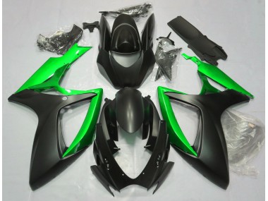06-07 Matt Schwarz & Grün GSXR 600-750 Verkleidung