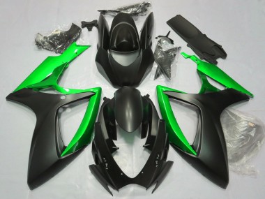 06-07 Matt Schwarz & Grün GSXR 600-750 Verkleidung