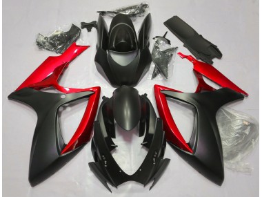06-07 Matt Schwarz & Rot GSXR 600-750 Verkleidung