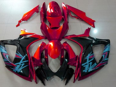 06-07 Rot & Schwarz Glänzend GSXR 600-750 Verkleidung