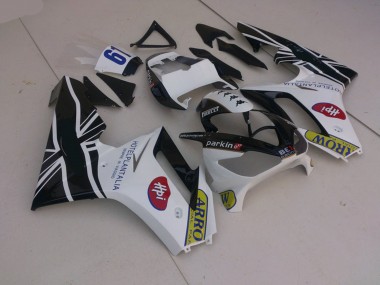 06-08 Weiß & Schwarz Mit Flagge Daytona 675 Verkleidung