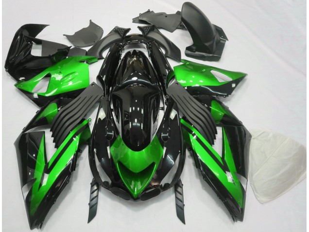 06-11 Glänzend Grün & Schwarz Schlicht ZX14R Verkleidung