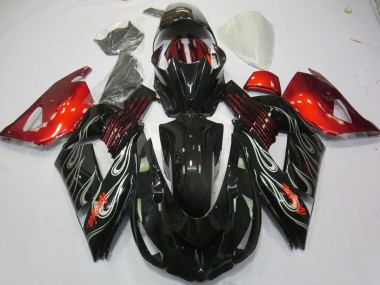 06-11 Schwarz Flamme Rot ZX14R Verkleidung