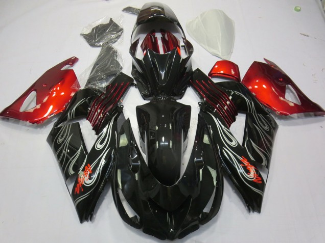 06-11 Schwarz Flamme Rot ZX14R Verkleidung