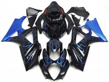 07-08 Benutzerdefiniertes Blau & Schwarz Flame GSXR 1000 Verkleidung