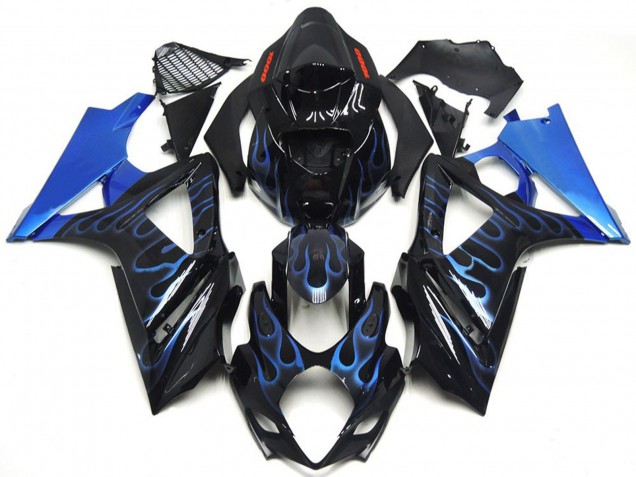 07-08 Benutzerdefiniertes Blau & Schwarz Flame GSXR 1000 Verkleidung