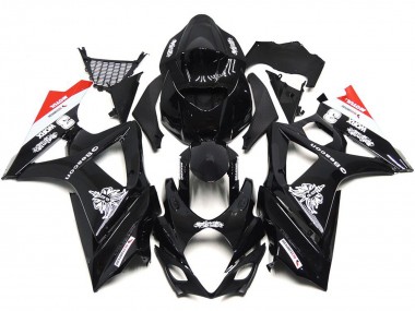 07-08 Custom Schwarz Mit Einem Hauch Von Weiß & Rot GSXR 1000 Verkleidung