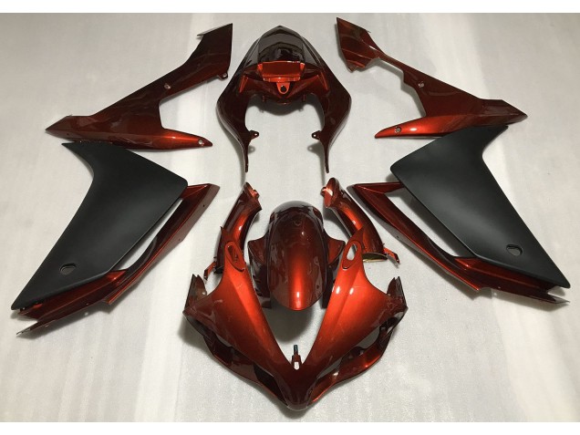 07-08 Glänzend Dunkelorange & Schwarz R1 Verkleidung