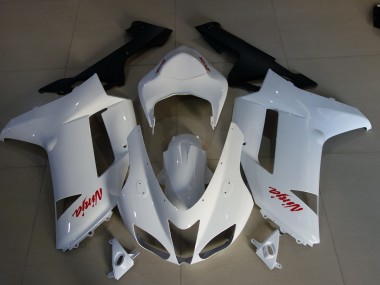 07-08 Glänzend Weiß & Rot Logos ZX6R Verkleidung