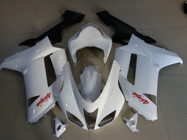 07-08 Glänzend Weiß & Rot Logos ZX6R Verkleidung