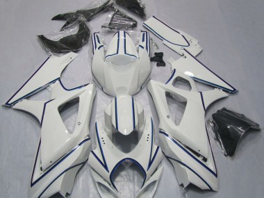 07-08 Glänzend Weißer Blauer Nadelstreifen GSXR 1000 Verkleidung