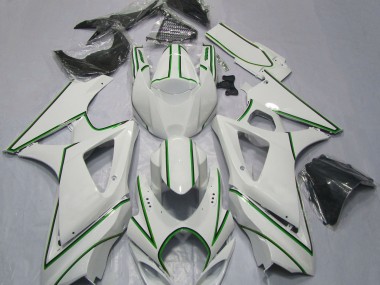 07-08 Glänzend Weißer Grüner Nadelstreifen GSXR 1000 Verkleidung