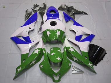 07-08 Grüne & Blaue Sterne & Streifen CBR600RR Verkleidung