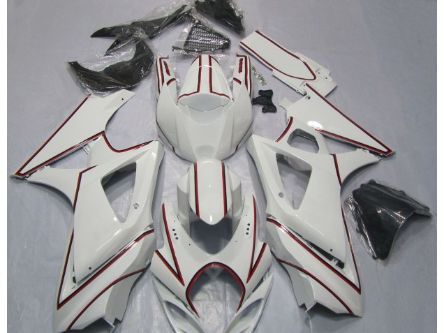 07-08 Weiß Mit Rotem Nadelstreifen GSXR 1000 Verkleidung