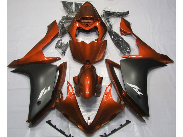 07-08 Orange Glänzend & Schwarz R1 Verkleidung