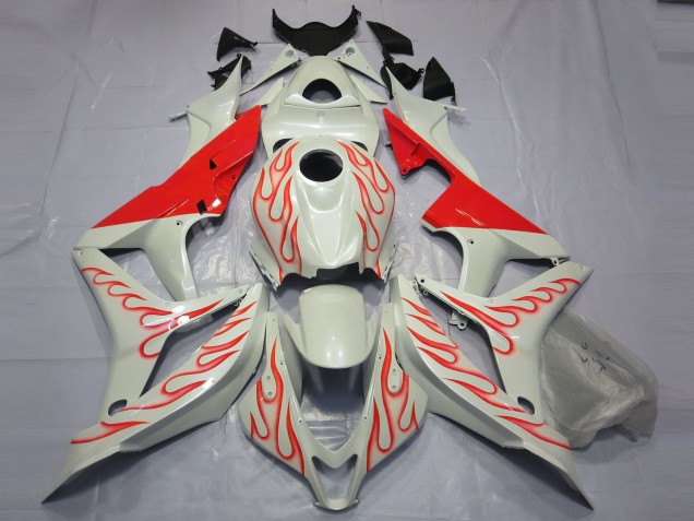 07-08 Rot Flamme Auf Weiß CBR600RR Verkleidung