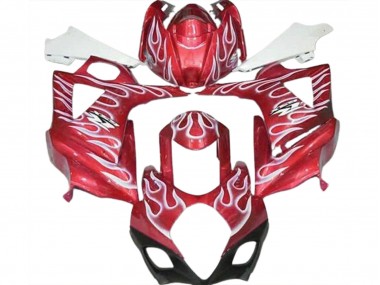07-08 Rot Glänzend & Weiß Flamme GSXR 1000 Verkleidung