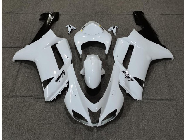 07-08 Schlichte Weißes Glanzdesign ZX6R Verkleidung
